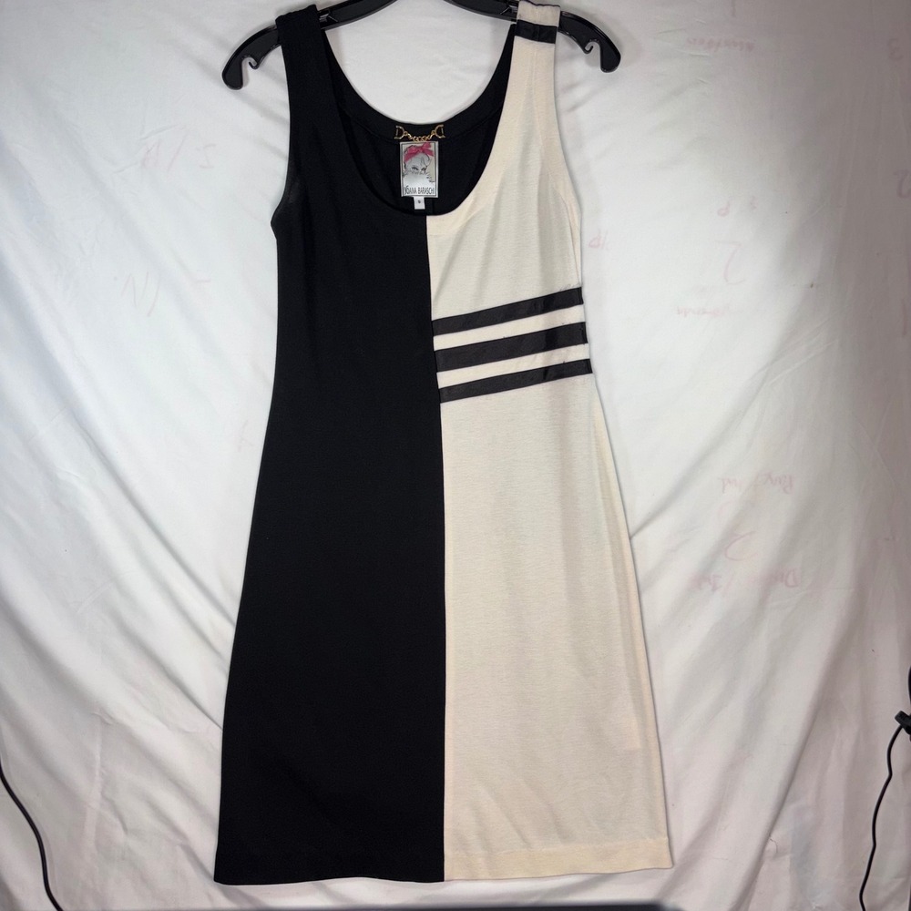 Yoana Baraschi Black Cream Colorblock Stripe Sleeveless Sheath Dress‎ Small
